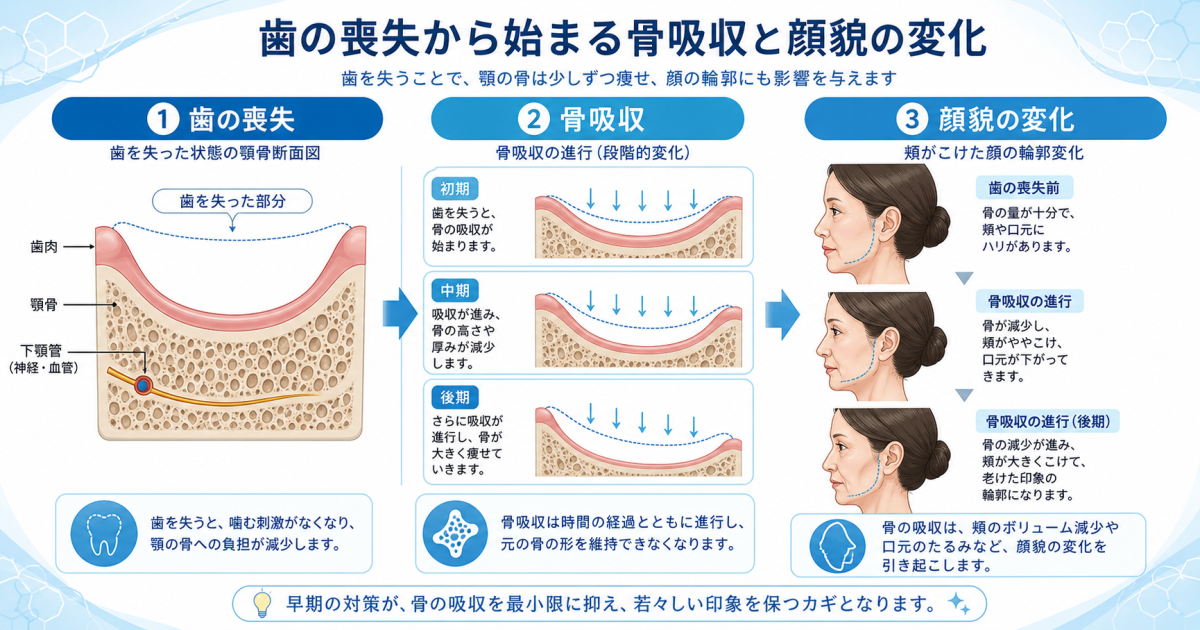 歯がない放置で顔に変化？骨吸収の真実と痛くない治療の選択肢
